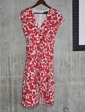 Bardot Red and White Floral Dress Size 4 XS